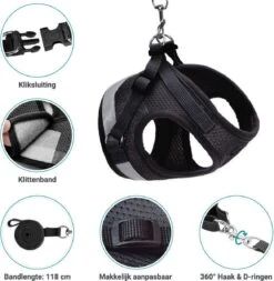 Merkloos Kattentuigje Met Looplijn | Zwart Kattenharnas | Easy Step In | Kattenriem | Kattenlijn | Kattentuig | Maat S -Huisdierbenodigdheden 1173x1200 4