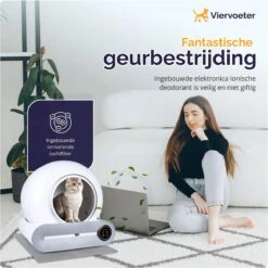 Viervoeter™ Kattenbak Zelfreinigend – Automatische Kattenbak – Zelfreinigende Kattenbak – Anti-geur – 53x58x55cm – Bedienen Via App – 65 Liter -Huisdierbenodigdheden 1198x1200 13