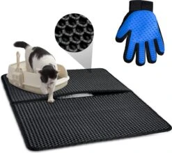 Merkloos Tastelio XXL Kattenbakmat 75x55cm - Groot Kattenbak Mat Met Innovatieve Honingraatstructuur - Dubbele Waterdichte Laag - Katten Bak Mat Met Eenvoudige Reiniging Grit Opvanger -Huisdierbenodigdheden 1200x1071 3