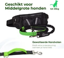 Canicross Looplijn Hond Met Heupriem Voor Hardlopen - Elastische Handsfree Hondenriem - Honden Trainingslijn - 150/200cm - Groen -Huisdierbenodigdheden 1200x1089