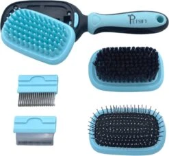 Petsify - Dierenborstel - Professionele 5 In 1 Hondenborstel - Voor Hond En Kat - Tweezijdig - Hondenkam - Kattenborstel - Kattenkam