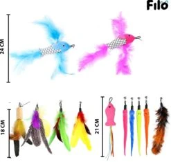 Filo Kattenhengel Set + 12 Kattenspeeltjes – Speelhengels Interactief Kattenspeelgoed – Hengel Kattenspeeltje Kittens - Speelgoed Speelhengel Vis Kat En Kitten -Huisdierbenodigdheden 1200x1137 7