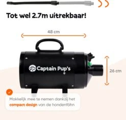 Captain Pup's Professionele Hondenföhn Met 4 Opzetstukken - Bijgeleverde Hondenborstel - Waterblazer Voor Honden - Zwart -Huisdierbenodigdheden 1200x1145 1