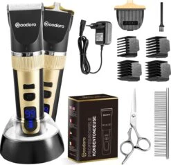 Woodoro Professionele 2-in-1 Hondentondeuse Voor Dikke Vacht – Draadloze Honden Tondeuse & Hondentrimmer – Stille Tondeuse Katten & Honden Trimset