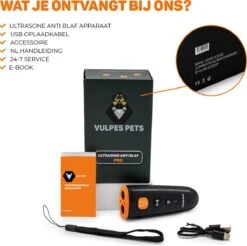 Vulpes Pets® Ultrasone Anti Blaf Apparaat – 3-in-1 Anti Blaf Apparaat Pro - Diervriendelijk & Zonder Schok - Alternatief Anti Blafband - Voor Kleine & Grote Honden - Audio - Flashlight - USB-Oplaadbaar -Huisdierbenodigdheden 1200x1195
