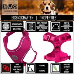 DDOXX Hondenharnas, Reflecterend, Verstelbaar, Breakaway | Borstharnas Voor Klein, Middelgroot | Hondenharnas Hond Kat Puppy Auto | Kattenharnas Puppy Harnas | Roze Roze, S -Huisdierbenodigdheden 1200x1200 280