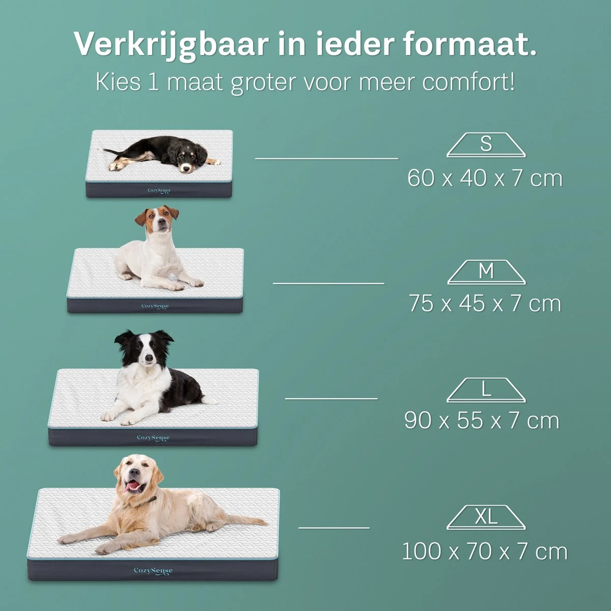 CozySense® - Orthopedisch Hondenkussen - Hondenkussen 90 X 55 Cm - Ook Geschikt Als Benchkussen & Hondenbed - Hondenkussen Bank - Traagschuim - Waterdicht - Wasbare Hoes - Maat L 4 CozySense® - Orthopedisch Hondenkussen - Hondenkussen 90 X 55 Cm - Ook Geschikt Als Benchkussen & Hondenbed - Hondenkussen Bank - Traagschuim - Waterdicht - Wasbare Hoes - Maat L - Afbeelding 2