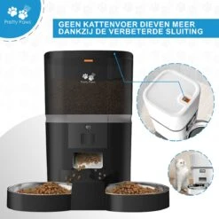 Pretty Paws QQ003 - Wifi Voermachine - Dubbele Voerbakjes - Zwart - Kat - 6L -Huisdierbenodigdheden 1200x1200 455