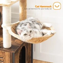 Signature Home Lola Krabpaal Met Kattenbak - Kattenbak Hangmat Mand Katten Huis - Kattenhuis Met Deur En Slot - Krabpalen Katten Huis - Kattenbakmeubel Verborgen - Alles-in-één Kattenspeelgoed Met Kattenhuis - Bruin - 70cm X 132cm X 48cm -Huisdierbenodigdheden 1200x1200 479
