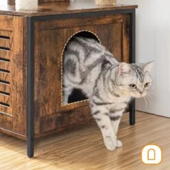 Signature Home Lola Krabpaal Met Kattenbak - Kattenbak Hangmat Mand Katten Huis - Kattenhuis Met Deur En Slot - Krabpalen Katten Huis - Kattenbakmeubel Verborgen - Alles-in-één Kattenspeelgoed Met Kattenhuis - Bruin - 70cm X 132cm X 48cm -Huisdierbenodigdheden 1200x1200 480