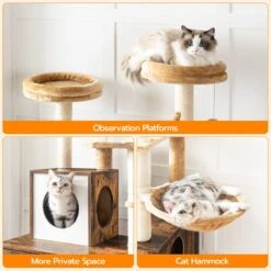Signature Home Lola Krabpaal Met Kattenbak - Kattenbak Hangmat Mand Katten Huis - Kattenhuis Met Deur En Slot - Krabpalen Katten Huis - Kattenbakmeubel Verborgen - Alles-in-één Kattenspeelgoed Met Kattenhuis - Bruin - 70cm X 132cm X 48cm -Huisdierbenodigdheden 1200x1200 483