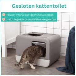 Kattenbak - 2 Uitgangen - Kattentoilet - Uitschuifbare Bodem - Met Schepje - Grijs 53 X 40 X 40 Cm 12 Kattenbak - 2 Uitgangen - Kattentoilet - Uitschuifbare Bodem - Met Schepje - Grijs 53 X 40 X 40 Cm -Huisdierbenodigdheden 1200x1200 535