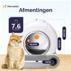 Viervoeter™ Kattenbak Zelfreinigend – Automatische Kattenbak – Zelfreinigende Kattenbak – Anti-geur – 53x58x55cm – Bedienen Via App – 65 Liter -Huisdierbenodigdheden 1200x1200 633