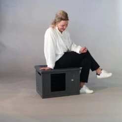 RHRQuality Kattenhuis Voor Binnen En Buiten Kattenhok Villa De Luxe Grijs -Huisdierbenodigdheden 1200x1200 638