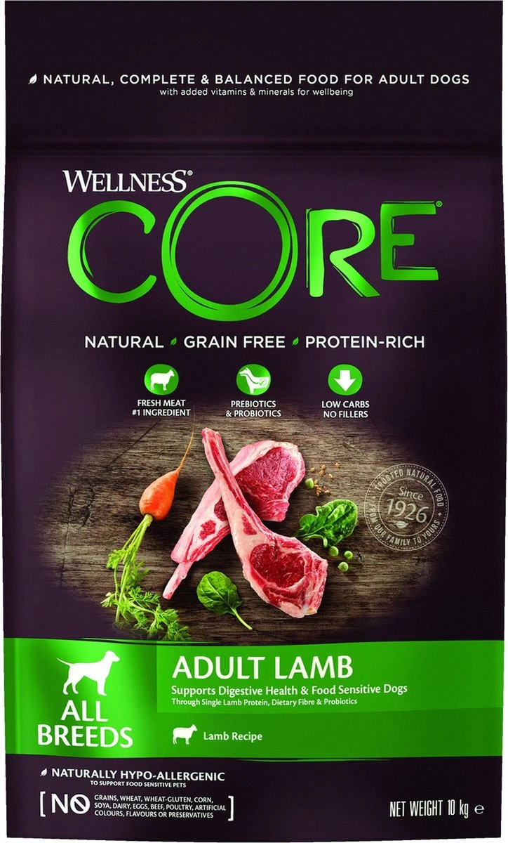 Wellness Core Grain Free Dog Adult Lam - Hondenvoer - 10 Kg 4 Wellness Core Grain Free Dog Adult Lam - Hondenvoer - 10 Kg - Afbeelding 2